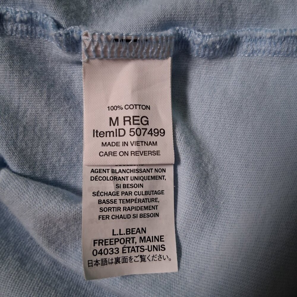 LL Bean Shirt Women Medium Blue Long Slv Vacationland Maine Owl Camping Camp - Picture 8 of 12